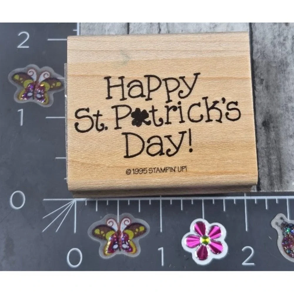 Stampin' Up! Happy St. Patricks Day! Clover 1995 Rubber Stamp Wood #H120